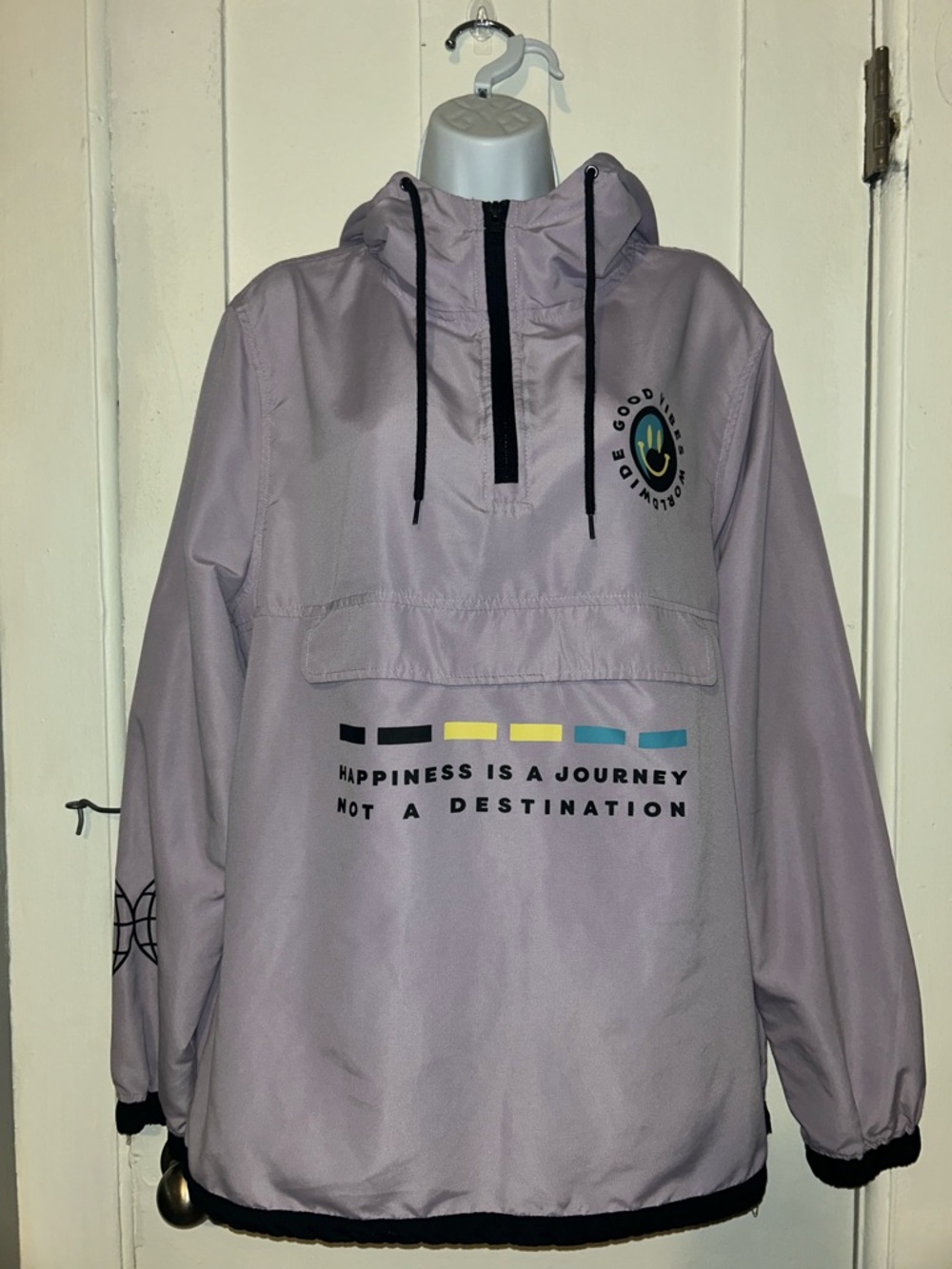 Brooklyn Cloth Light Lavender Hooded Windbreaker with Black Trim